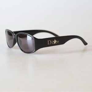 Dior Rare Y2K Vintage Shiny 3 Black Plastic Sunglasses with Silver Logo and Star